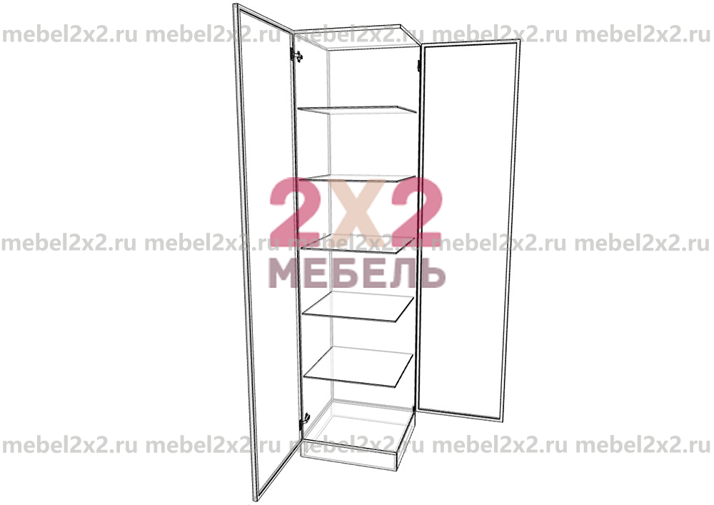 КМ La cucina molto bella Пенал со стеклом торцевой высокий 2-х дверный 600 РУЧКА GOLA (№264-G)