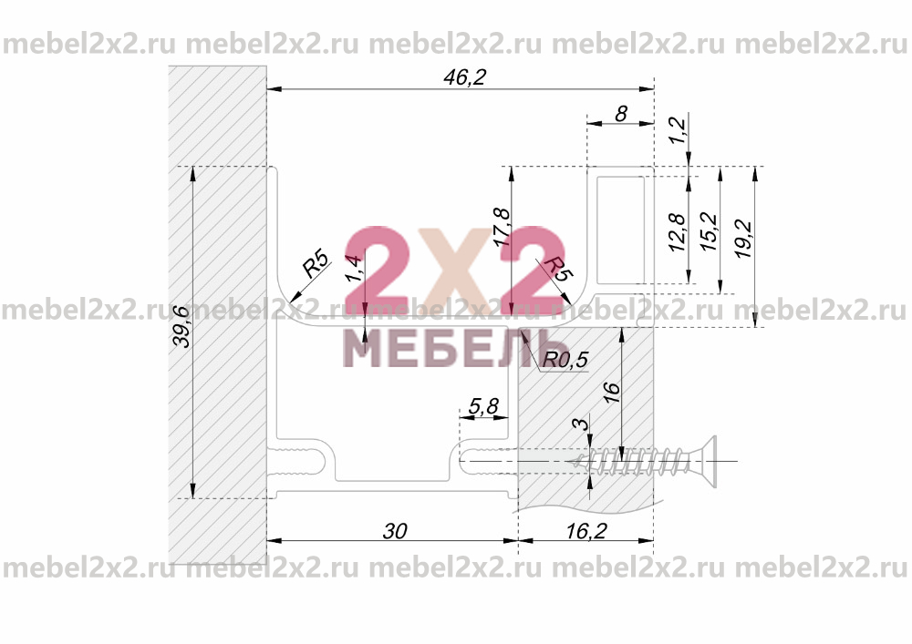 КМ La cucina molto bella Мебельная ручка GOLA вертикальная BALANCE RP054BL.1/000/4100 (Длина 4100 мм)