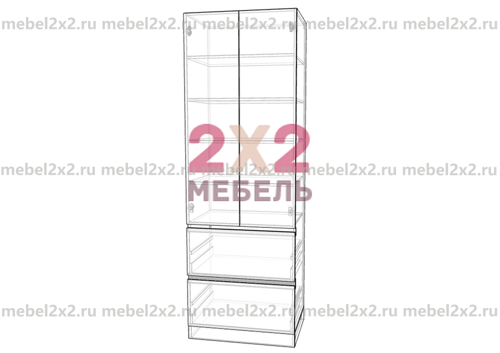 КМ La cucina molto bella Пенал с 2-мя ящиками 800 высокий РУЧКА GOLA (№210-G) Наполнение 2-ящика 800 - Премиум с доводчиком (Firmax)