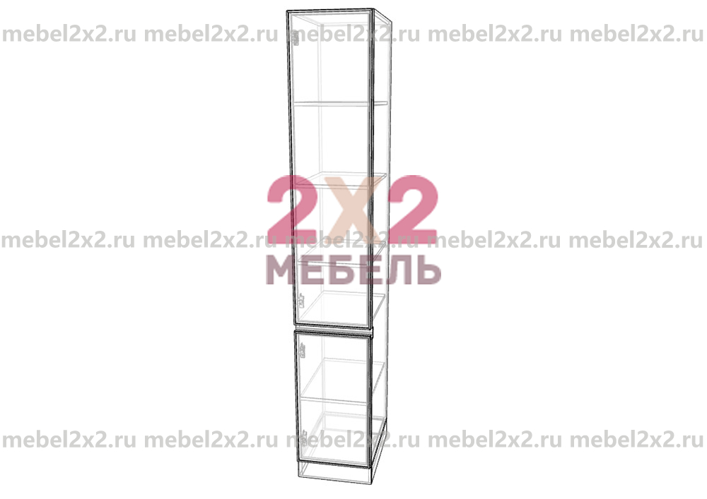 КМ La cucina molto bella Пенал со стеклом 400 высокий РУЧКА GOLA (№214-G)
