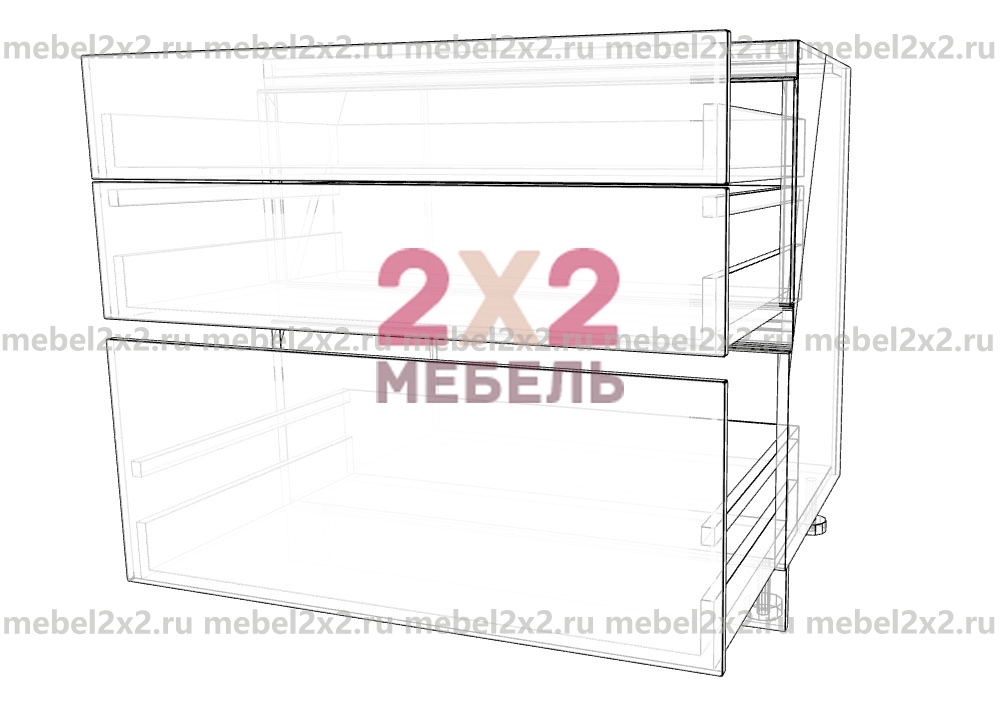 КМ La cucina molto bella Стол рабочий 3-х ящиковый 900 РУЧКА GOLA (№144) Наполнение 3-ящика 900 - Стандарт Push-to-Open (Boyard)