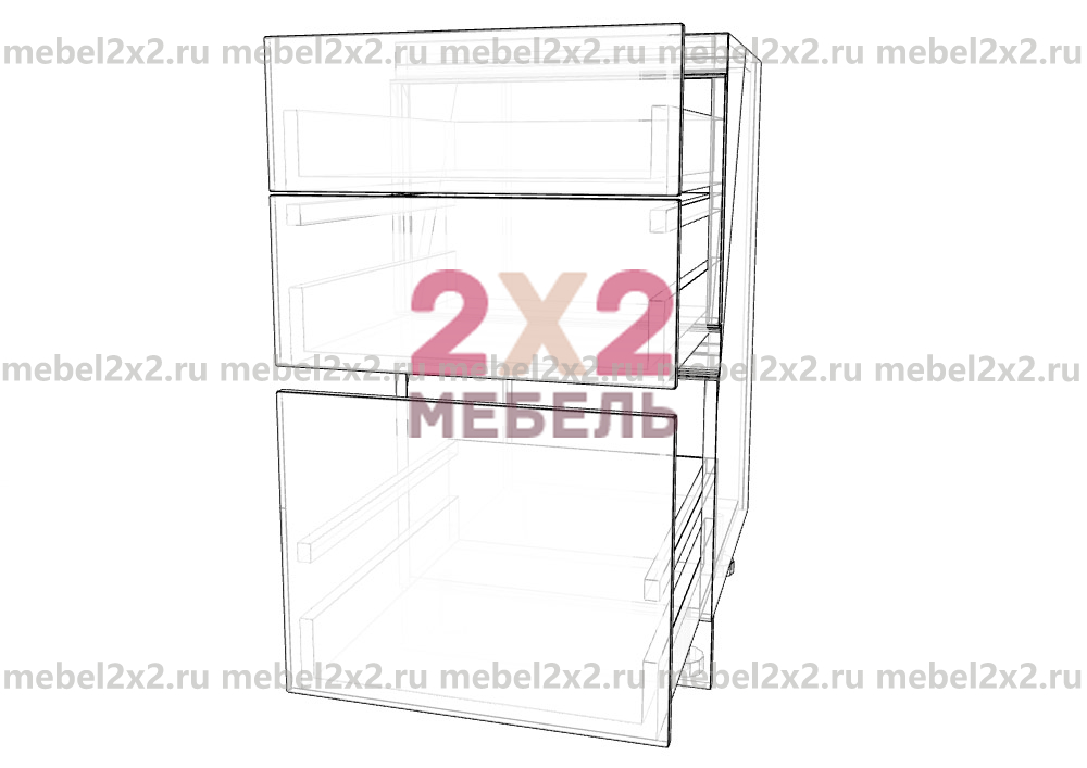 КМ La cucina molto bella Стол рабочий 3-х ящиковый 450 РУЧКА GOLA (№140) Наполнение 3-ящика 450 - Стандарт Push-to-Open (Boyard)