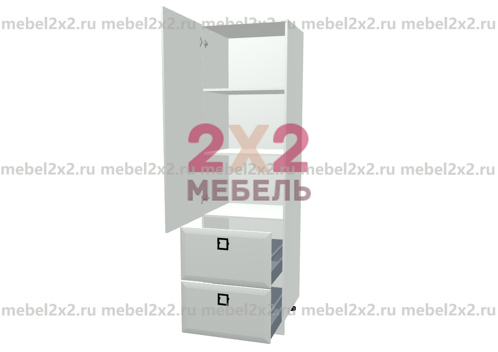 КМ La cucina molto bella ЛДСП Пенал с 2-мя ящиками 600 (№165) Наполнение 2-ящика 600 - Премиум Push-to-Open (Firmax)