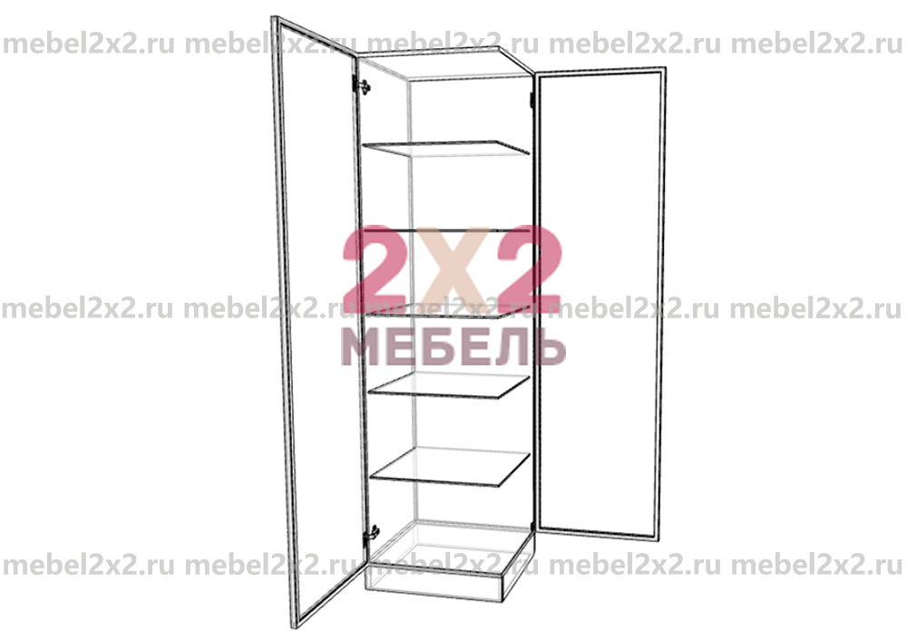 КМ La cucina molto bella Пенал со стеклом торцевой 2-х дверный 600 (№263)