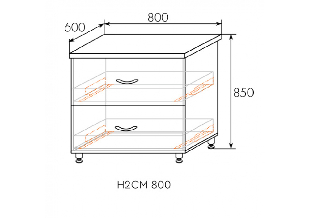 КМ Росси шкаф нижний 2 ящика Н2СМ 800 (скр. монт.) КМ Росси шкаф нижний 2 ящика Н2СМ 800 (скр. монт.)